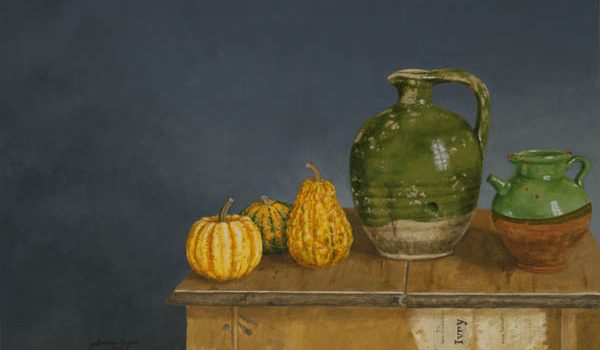 Green Pots, Yellow Gourds